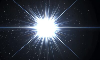 Wall Mural - A bright star shines amidst a backdrop of distant stars in the vast universe.