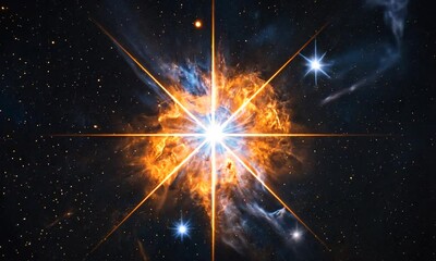 Wall Mural - A vibrant cosmic scene showcasing a star-forming region in space with bright stars and gas.