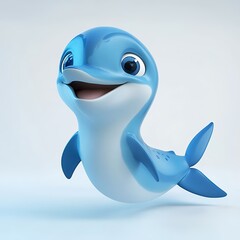 Adorable Baby Dolphin Cartoon 3d Render Cute Aquatic Mammal Image