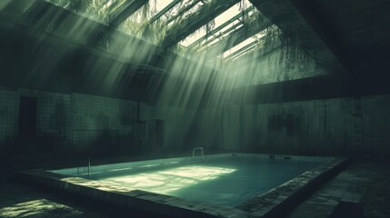 Wall Mural - Abandoned Indoor Swimming Pool Sunlit Decay