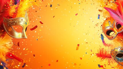 Wall Mural - Carnival abstract background. Featuring vibrant yellows, oranges, and reds. Celebrating joy, energy, and vibrant festivities. Ideal for Carnival events, parties, and festive promotions