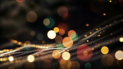 Canvas Print - Loop animation golden template with glamour heart and bokeh effect for festive endless footage.