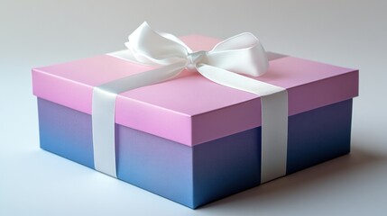 Wall Mural - Delicate gift box adorned with a white ribbon, perfect for special occasions and celebrations at any time of the year. Generative AI