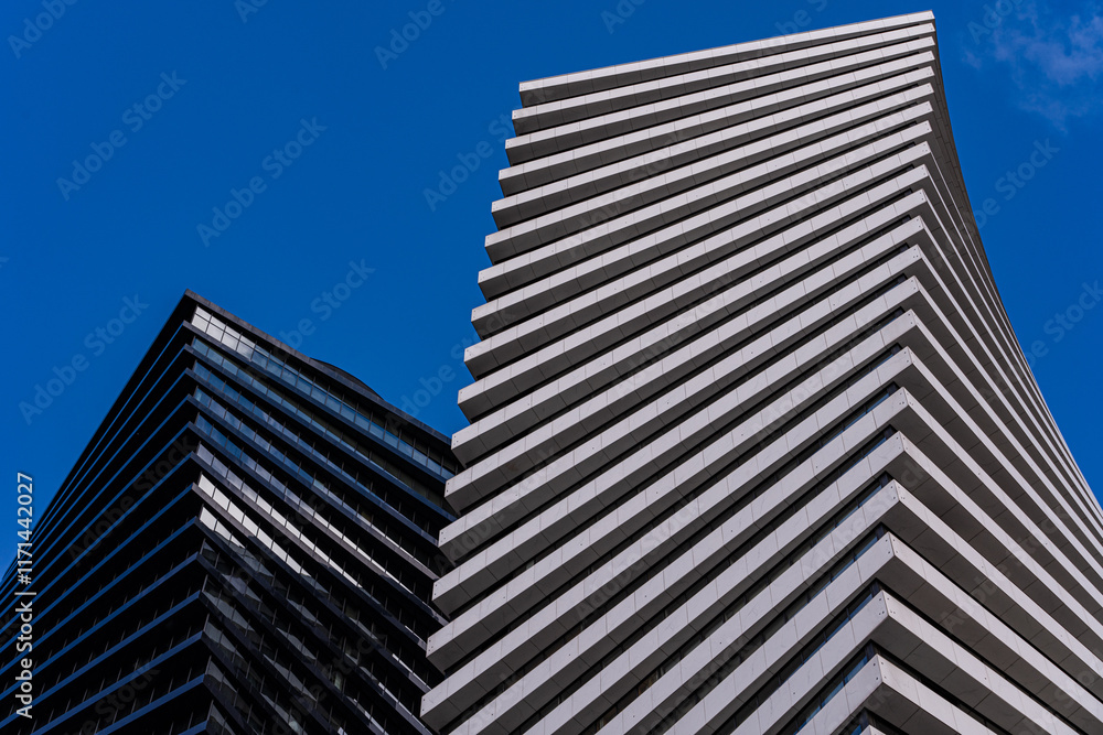 Bold modern architecture with contrasting building designs Stock Photo ...