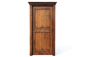 Old wooden door isolated on white background with clipping path.