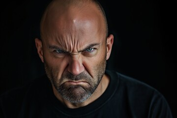 Canvas Print - A serious and frustrated man staring intensely at the camera.