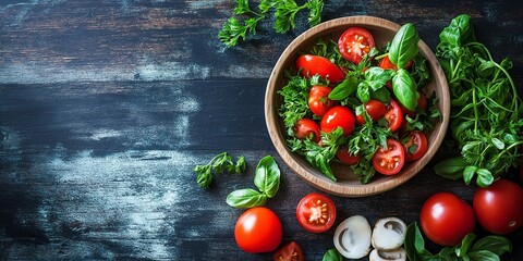 Wall Mural - A vibrant bowl of fresh salad brimming with colorful vegetables.