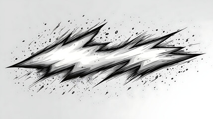 Abstract grayscale lightning bolt shape with grunge texture.