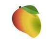 © Andy - Fruit yellow, green tropical mango icon with single green leaf and stem
