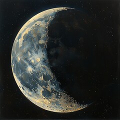 Wall Mural - An illustration of the moon, watercolor style,  isolated. 