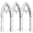 © deltapulp - Arch, window, door of building, ancient medieval church with Gothic style. Fine stippled effect. dot effect. Vintage look. Quality resource for any project.