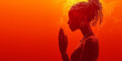 © alenagurenchuk - Young woman praying with hands joined in intense red light