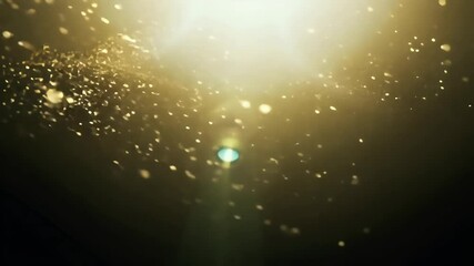 Sticker - golden dust particles shimmer softly dark background accented lens flare effect creating serene magical visual experience