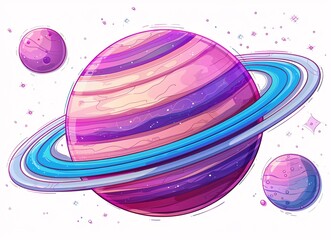 a cartoon of a planet with rings