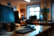 © Rayhanbp - Blurred office workspace with computers and desks. A productive atmosphere.