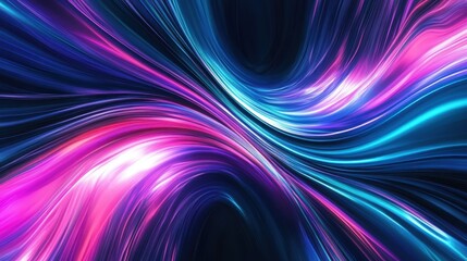 neon waves, vibrant colors, blue and pink light trails, abstract energy flow, glowing curves, digital art, futuristic, electric atmosphere, smooth lines, dynamic motion, luminous streaks, cosmic backg