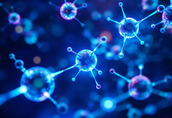  Molecular structure with sparkling accents and connecting lines