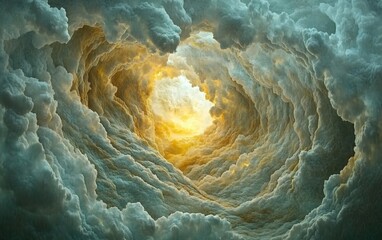 textured clouds pulse into surreal, glowing celestial patterns., Generative AI