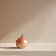 Wall Mural - Simple ceramic onion decoration on a smooth surface with neutral background highlights design elements