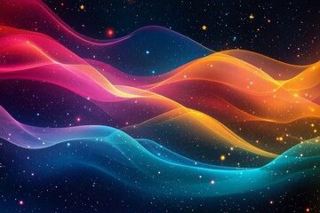 Wall Mural - Colorful cosmic swirl with stars in a vibrant abstract background