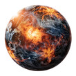 © PHOTOS AI - Burning planet rotating in the immensity of space on white background