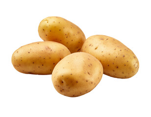 Wall Mural - Four isolated potatoes on a white background