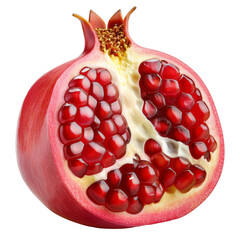 Wall Mural - Fresh ripe pomegranate with cut in half isolated on white background 