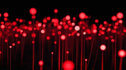 Poster - Abstract red glowing spheres on dark background.