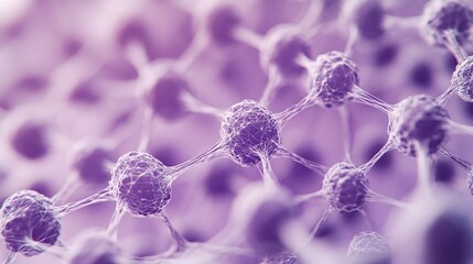 Fototapete - Microscopic view of interconnected purple cells, resembling a network or lattice structure.