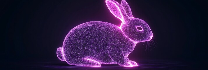 Aufkleber - Glowing purple rabbit digital art.