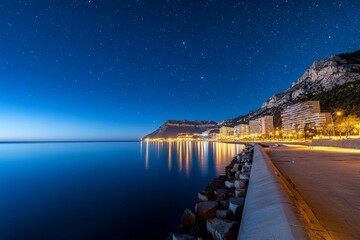 Wall Mural - Beautiful night sky with a city in the background