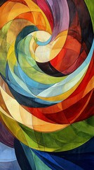 Wall Mural - Abstract watercolor swirl painting with vibrant colors.