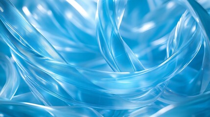 Poster - Abstract blue translucent ribbons swirling, creating a dynamic and elegant design.