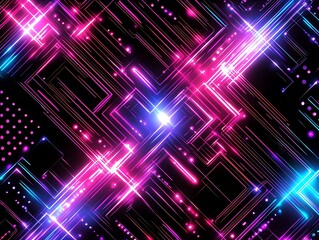 Wall Mural - abstract neon lines intersect in geometric pattern