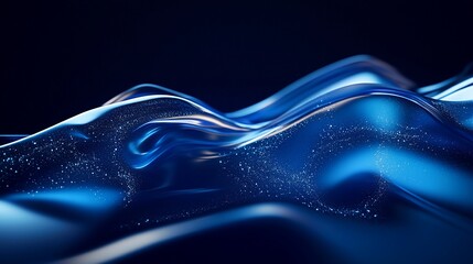 Aufkleber - Abstract blue wave with glowing particles.