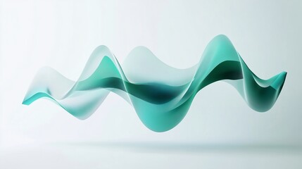 Poster - Abstract teal wave form, flowing, dynamic, elegant design element.
