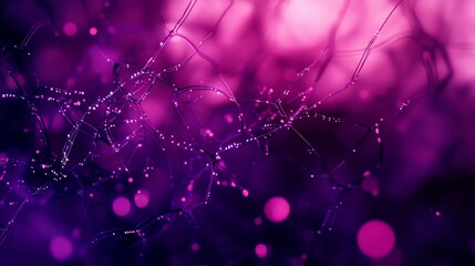 Aufkleber - Abstract purple and pink network with glowing particles. (1)