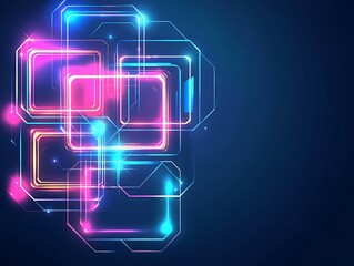 Wall Mural - abstract neon geometric shapes design art