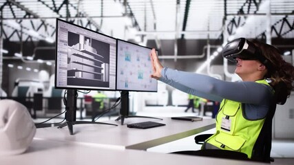 Poster - Virtual Reality Headset And Industrial Factory