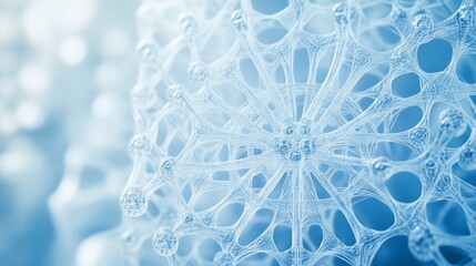 Poster - Abstract blue sphere with intricate, interconnected nodes and lines, resembling a network or molecular structure.