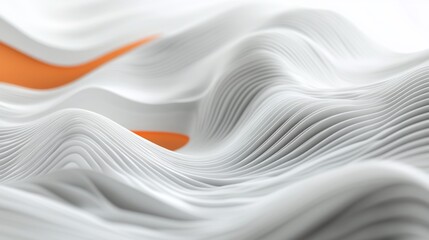 Leinwandbilder - Abstract 3D rendering of flowing white and orange waves.