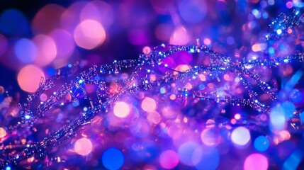 Leinwandbilder - Abstract purple and pink bokeh lights with glowing strands.