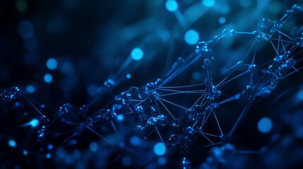 Fototapete - Abstract blue network connection. (3)
