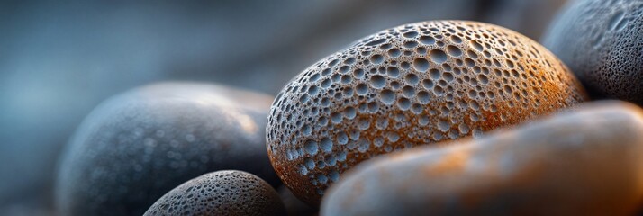 Poster - Close-up of dew-covered, textured stones.