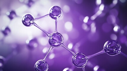 Aufkleber - Abstract 3D rendering of interconnected molecules in vibrant purple hues.