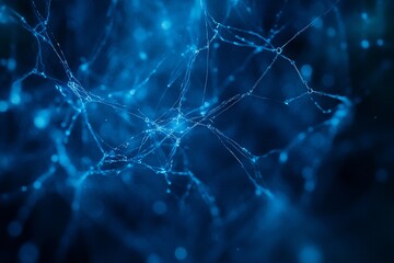 Poster - Abstract blue network background with glowing nodes and connections.