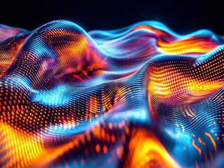 Abstract Waveform of Vibrant Blue and Orange Light