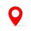 © garrykillian - 3d red plastic map location pointer with shadow isolated on transparent background. Destination pin rotated 0 degrees.