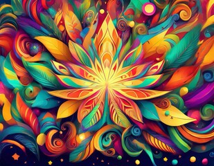 Wall Mural - abstract fractal background pattern flower design