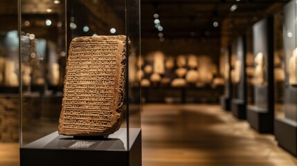 International Museum Day Ancient cuneiform tablet display in museum exhibition